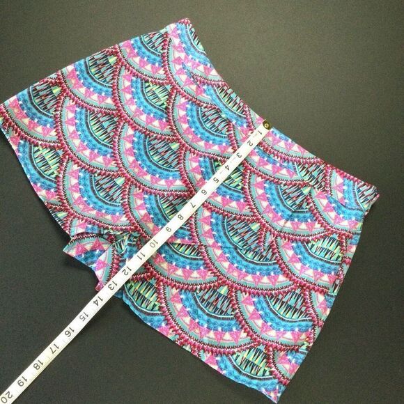 Pink Republic Womens Blue Pink Geometric Print scalloped Side Zip Skort Skirt Si - Picture 9 of 11